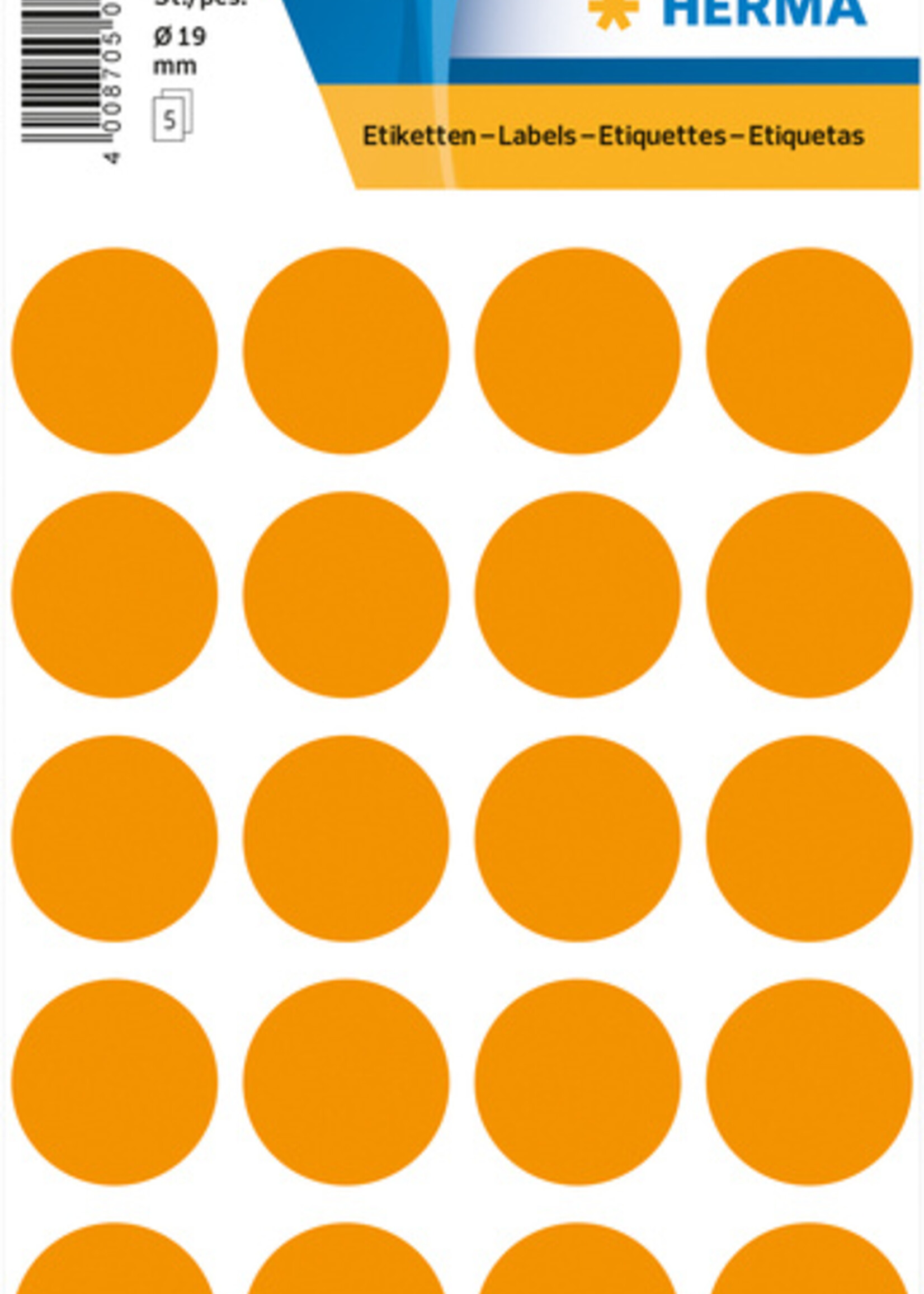 Herma Etiquette HERMA 1874 rond 19mm orange fluo 100 pièces