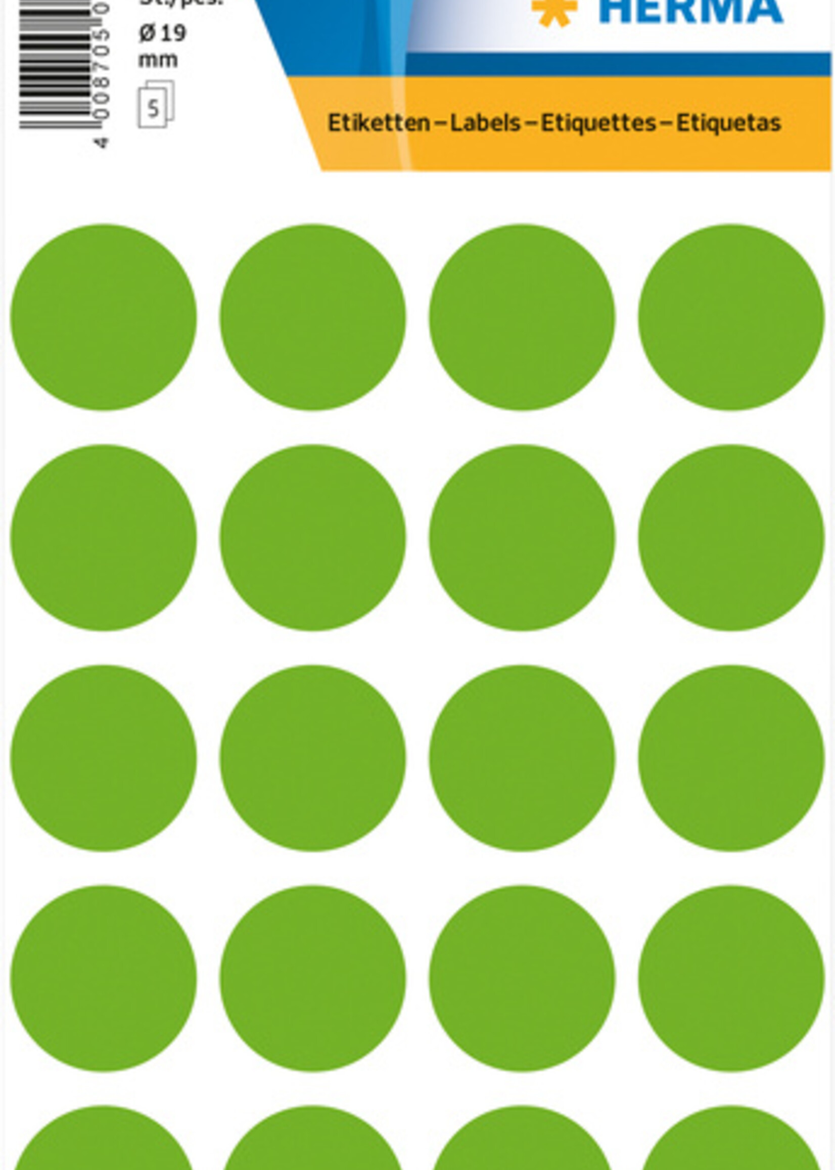 Herma Etiket HERMA 1878 rond 19mm fluor groen 100stuks
