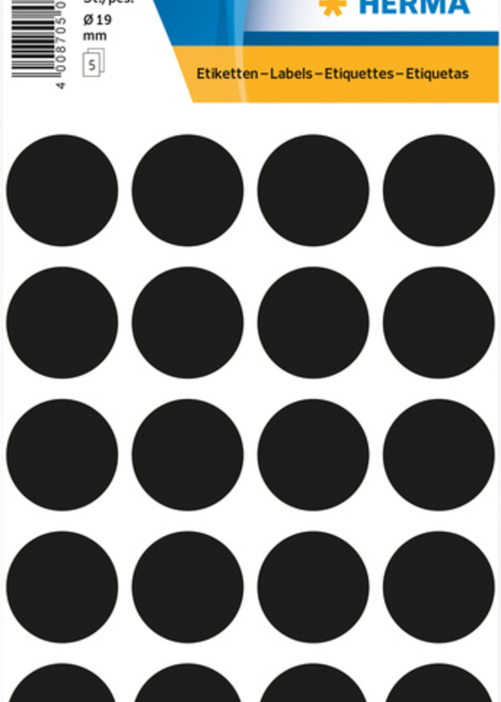 Herma Etiquette HERMA 1879 rond 19mm noir 100 pièces