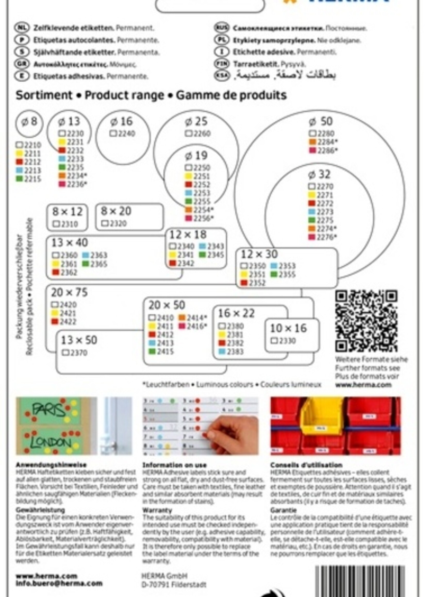 Herma Etiket HERMA 2212 rond 8mm rood 5632stuks