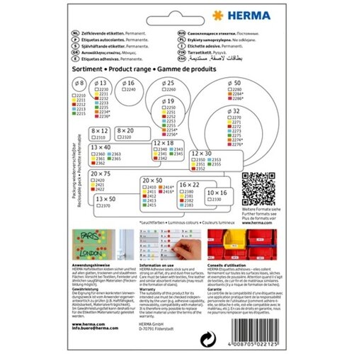 Herma Etiket HERMA 2212 rond 8mm rood 5632stuks