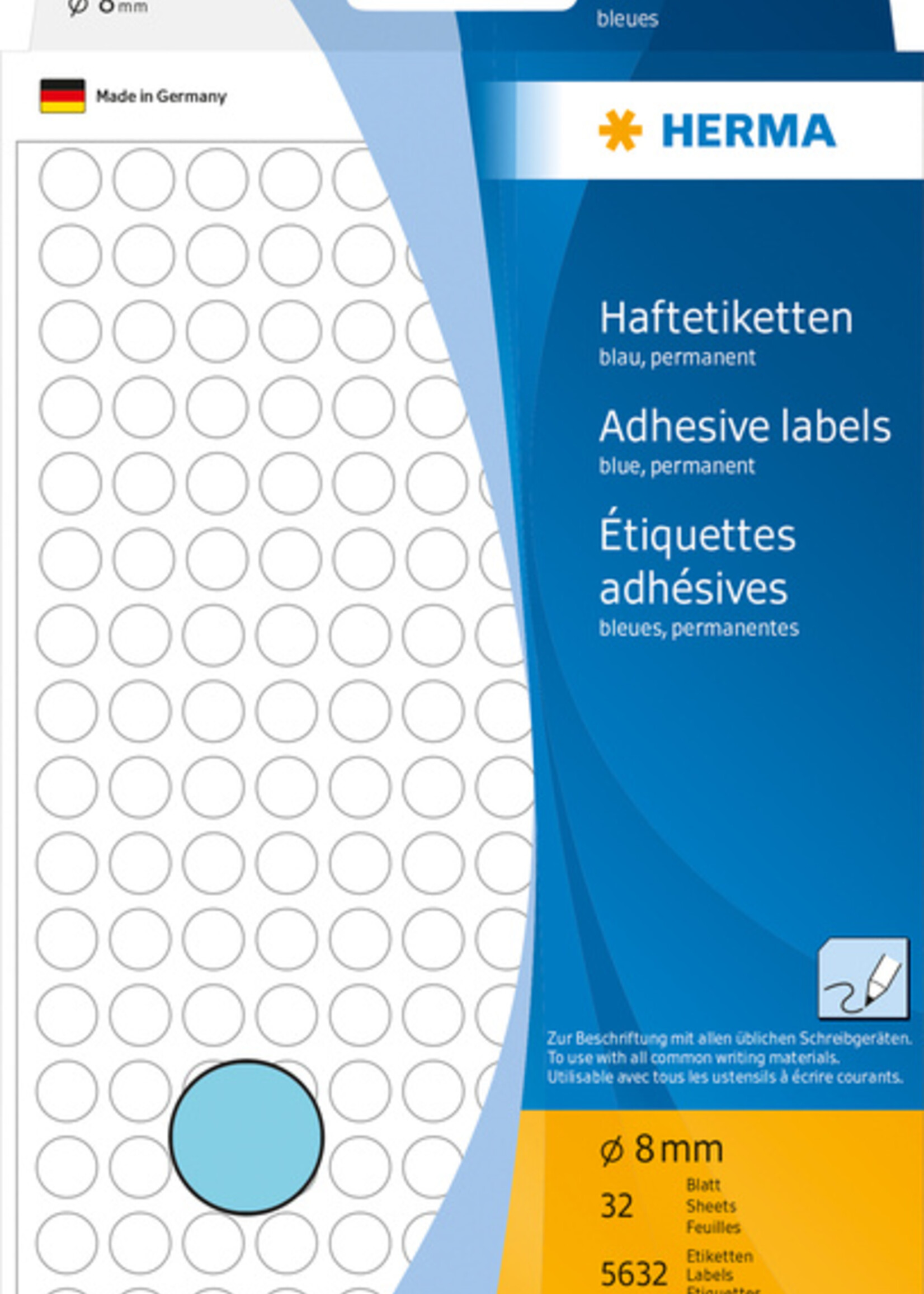 Herma Etiquette HERMA 2213 rond 8mm bleu 5632 pièces