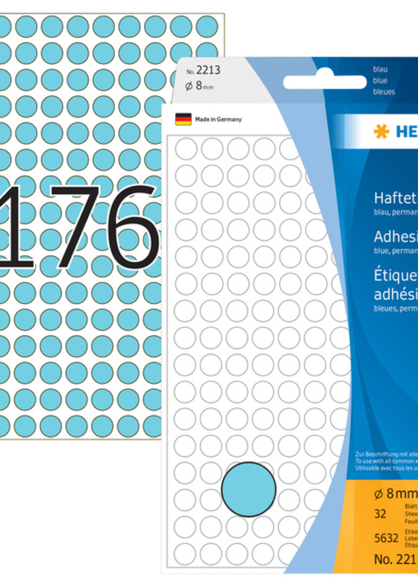 Herma Etiquette HERMA 2213 rond 8mm bleu 5632 pièces
