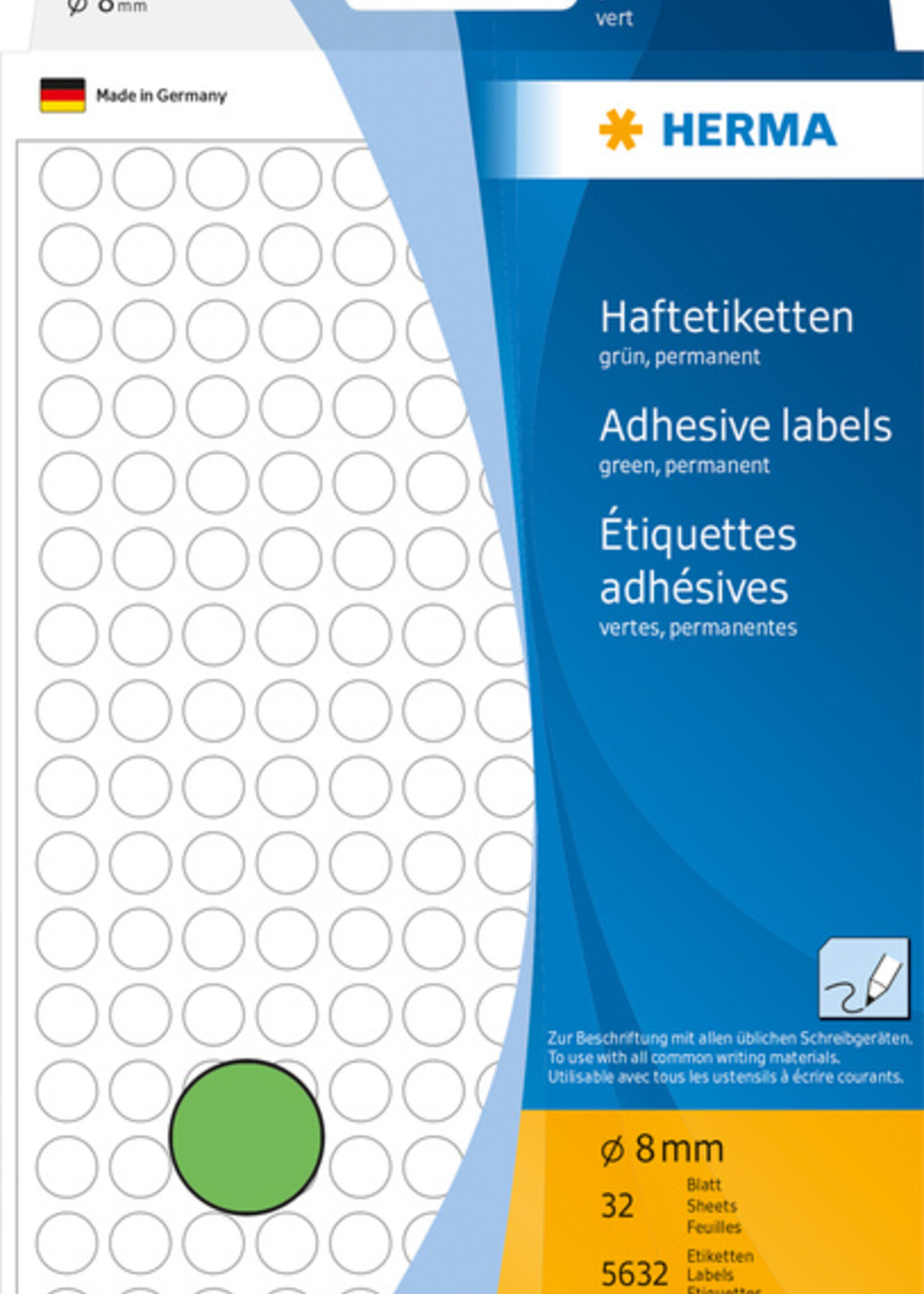 Herma Etiquette HERMA 2215 rond 8mm vert 5632 pièces