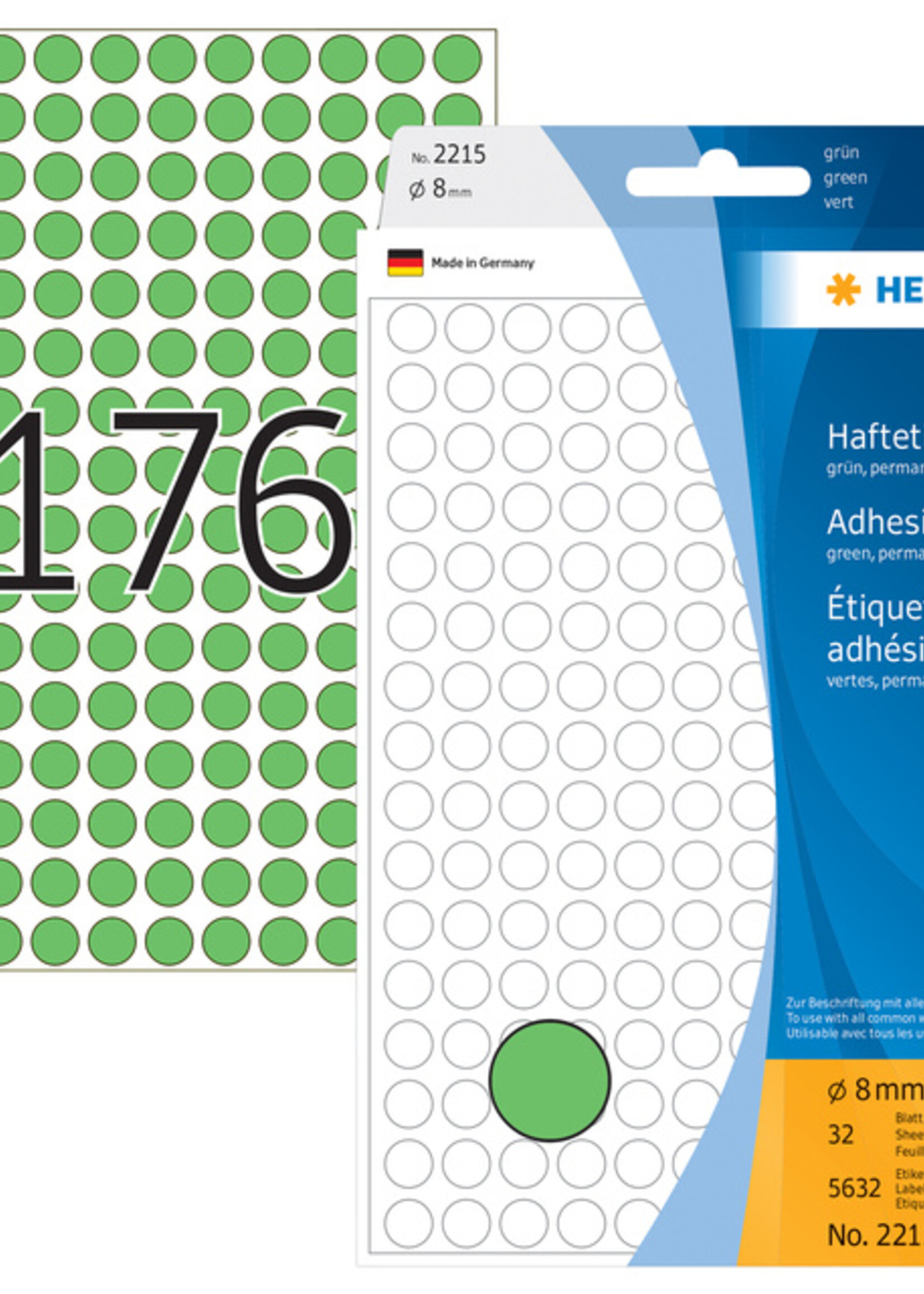 Herma Etiket HERMA 2215 rond 8mm groen 5632stuks