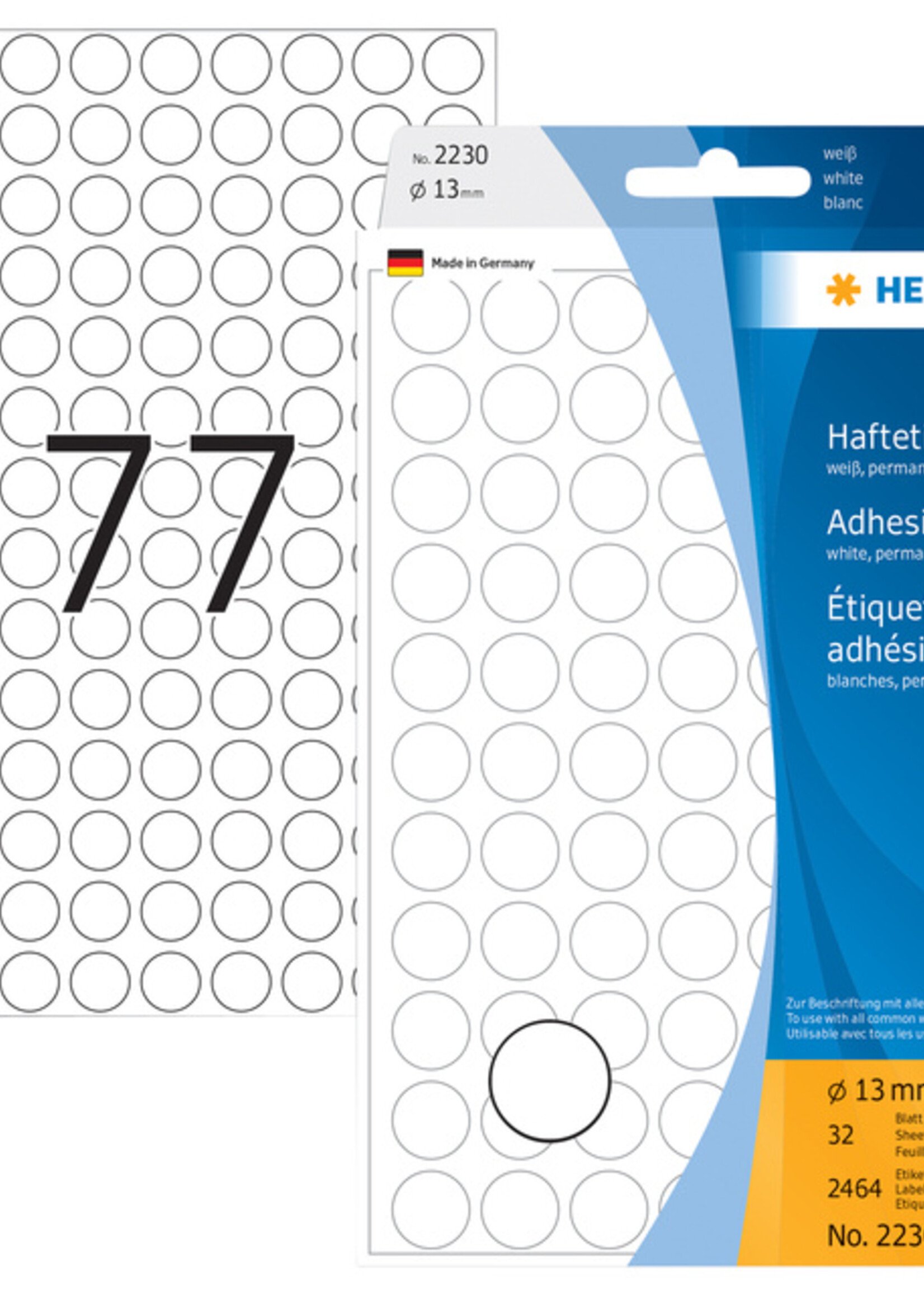 Herma Etiquette HERMA 2230 rond 13mm blanc 2464 pièces