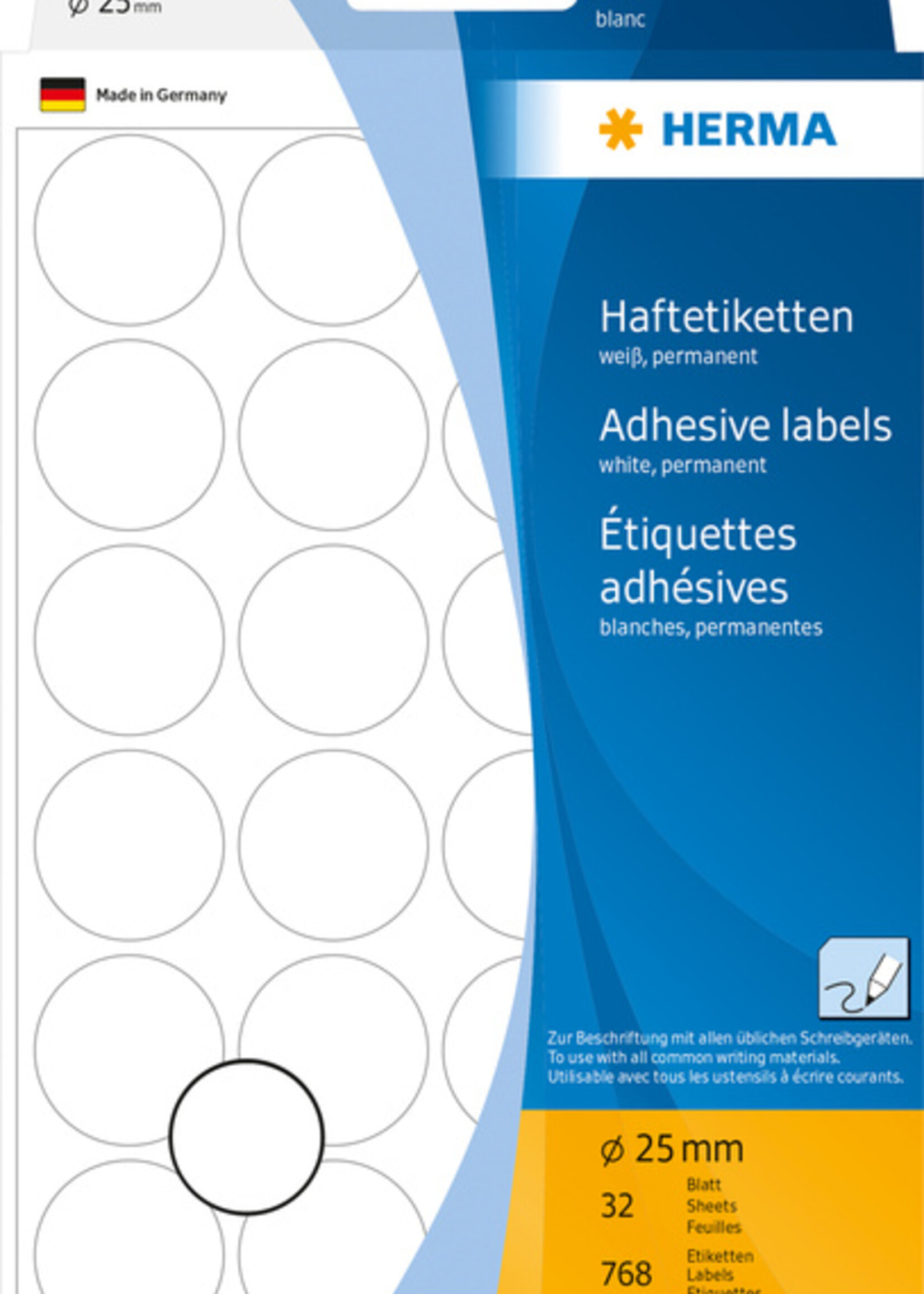 Herma Etiquette HERMA 2260 rond 25mm blanc 768 pièces