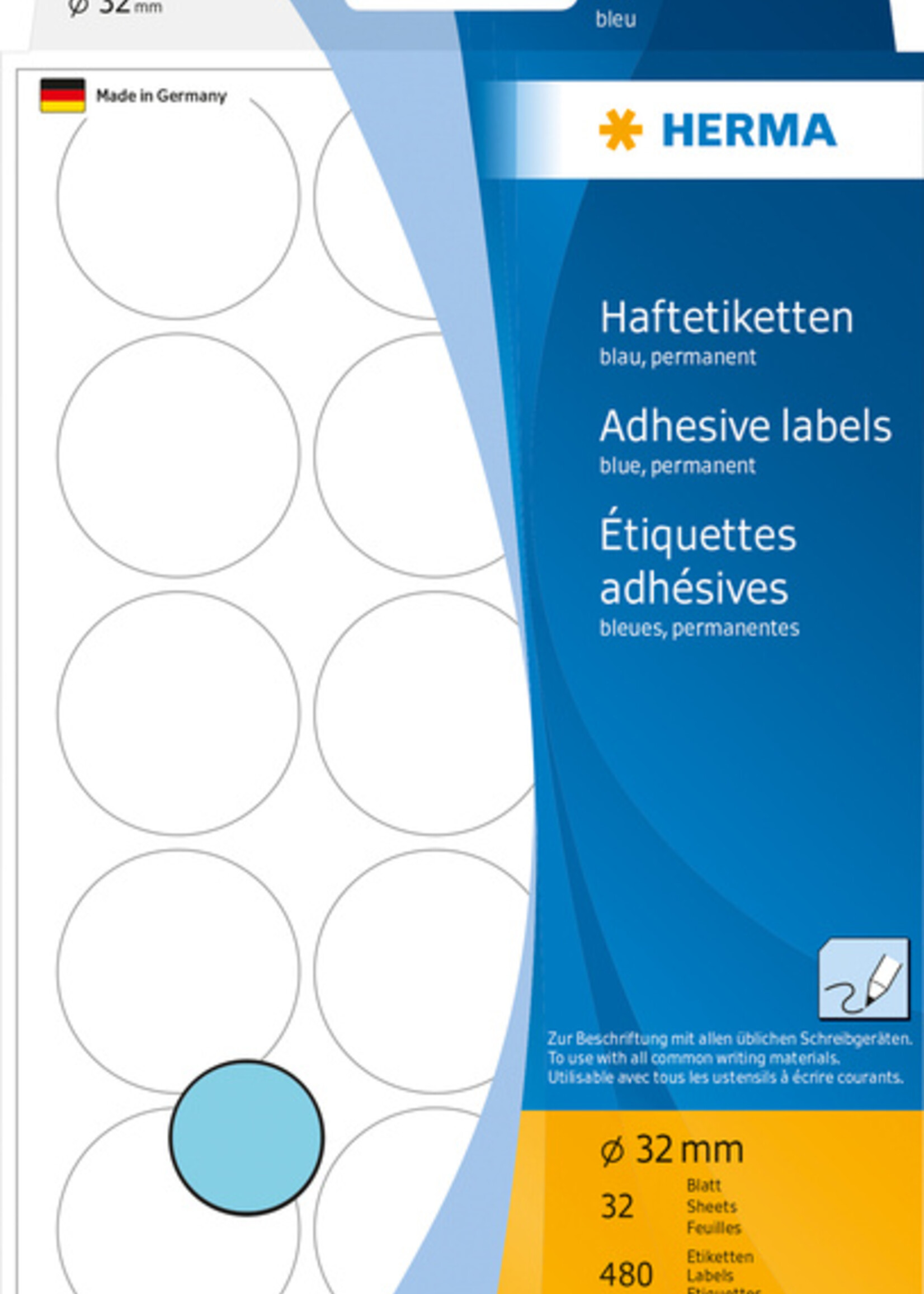 Herma Etiket HERMA 2273 rond 32mm blauw 480stuks