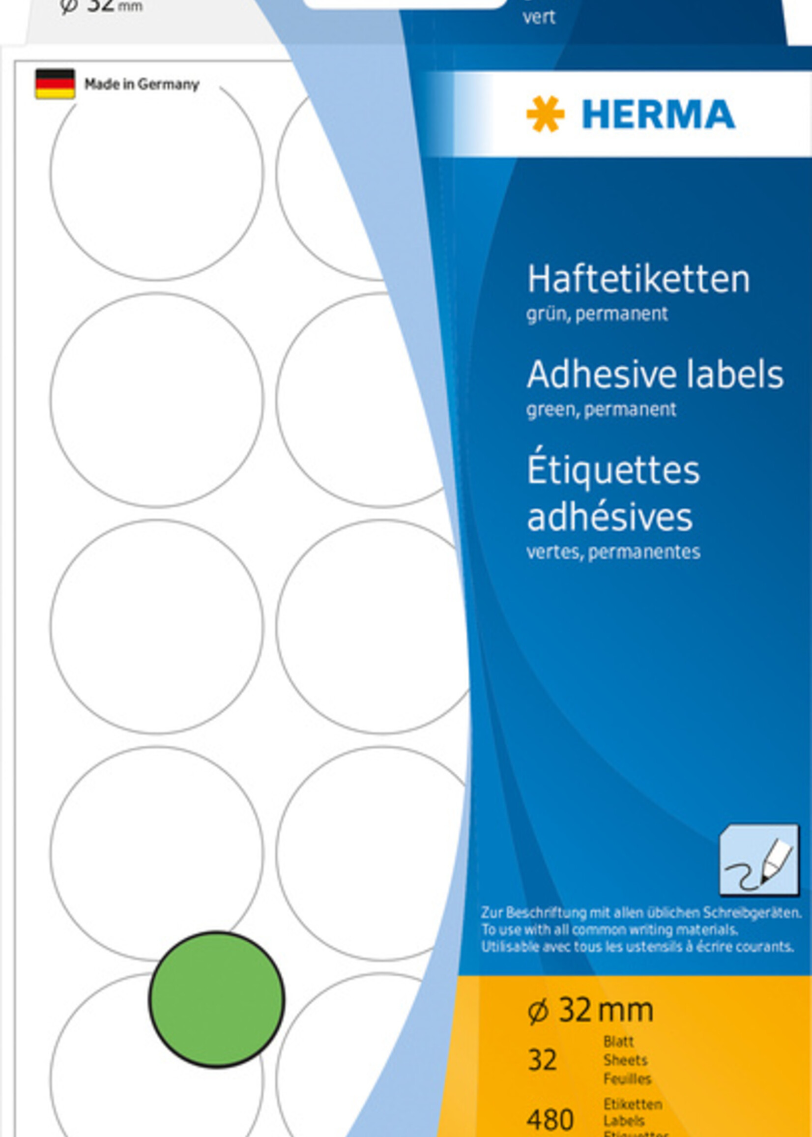 Herma Etiket HERMA 2275 rond 32mm groen 480stuks