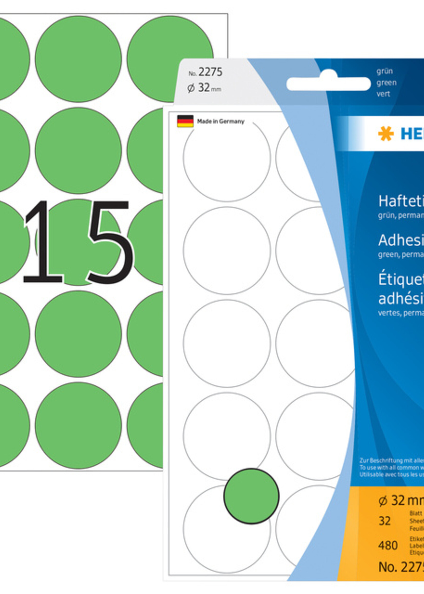 Herma Etiket HERMA 2275 rond 32mm groen 480stuks
