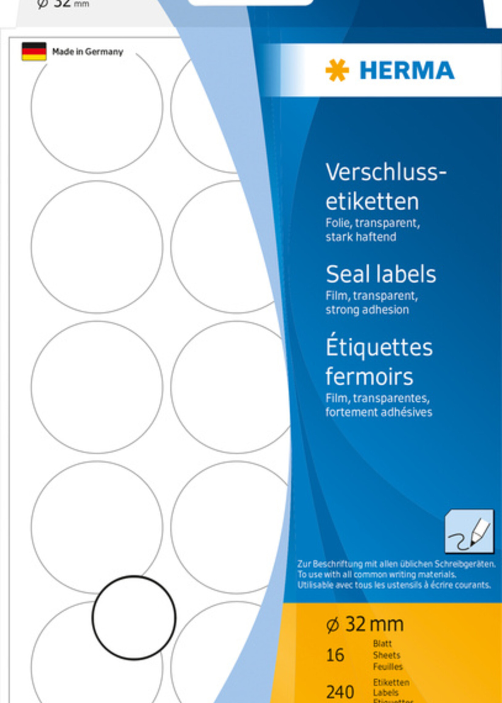 Herma Etiket HERMA 2277 rond 32mm transparant 240stuks
