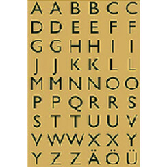 Etiket HERMA 4145 13x12mm letters A-Z zwart op goud