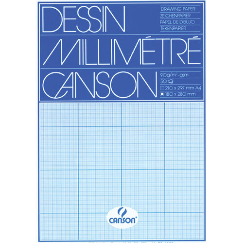 Canson Bloc de papier millimétré Canson A4 bleu