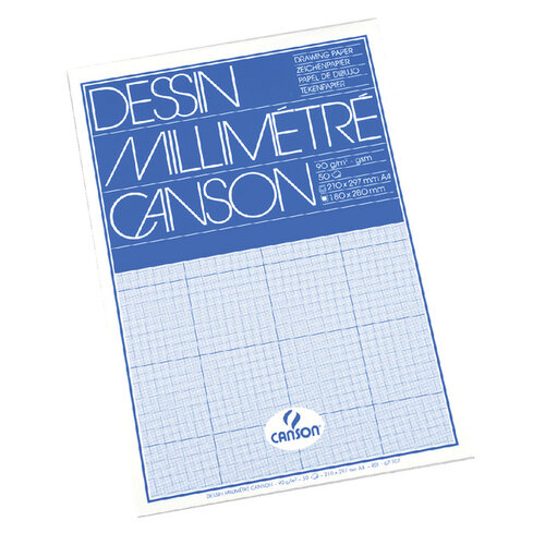 Canson Bloc de papier millimétré Canson A4 bleu