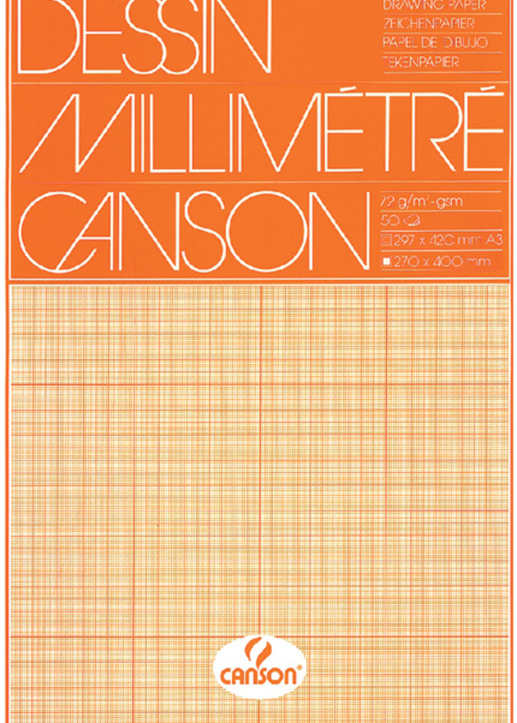 Canson Bloc de papier millimétré Canson A3 marron clair