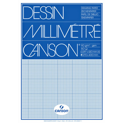 Canson Bloc de papier millimétré Canson A3 bleu