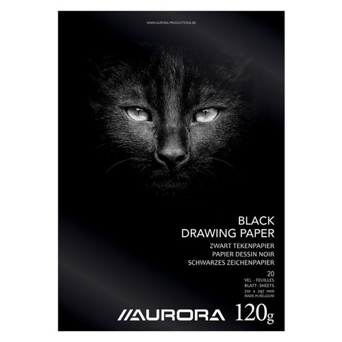 Aurora Tekenblok Aurora A4 20v 120gr zwart tekenpapier