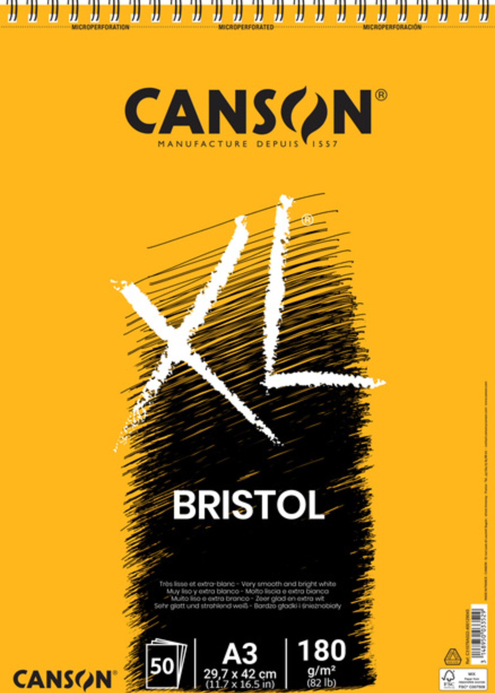 Canson Tekenblok Canson XL Bristol A3 50v 180gr