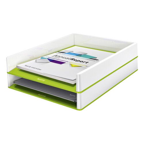 Leitz Corbeille à courrier Leitz WOW A4 blanc/vert