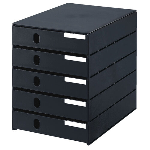 Styro Module de classement Styroval 5 tiroirs fermés noir