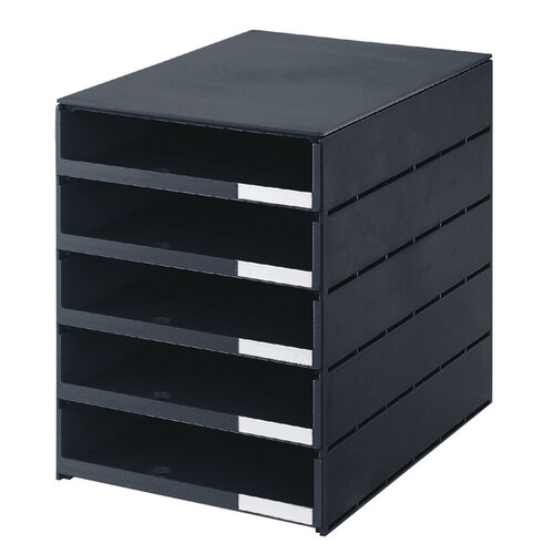 Styro Module de classement Styroval 5 tiroirs ouverts noir