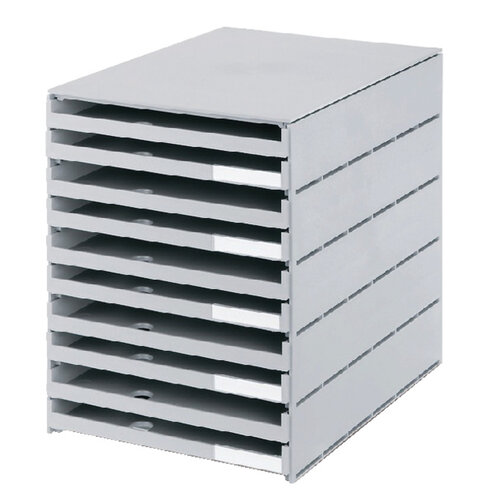 Styro Ladenbox Styroval 10 laden grijs open