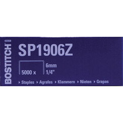 Agrafes Bostitch SP1906Z acier 6mm dos plat 5000 pcs