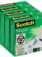 Scotch Ruban adhésif invisible Scotch Magic 810 19mmx33m 4 rouleaux transparent mat
