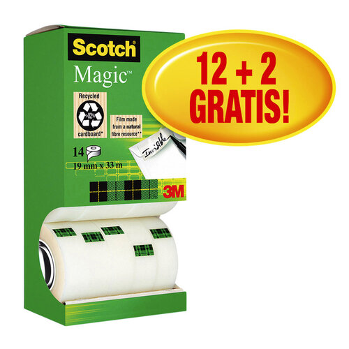 Scotch Ruban adhésif invisible Scotch Magic 810 19mmx33m 12+2 grat