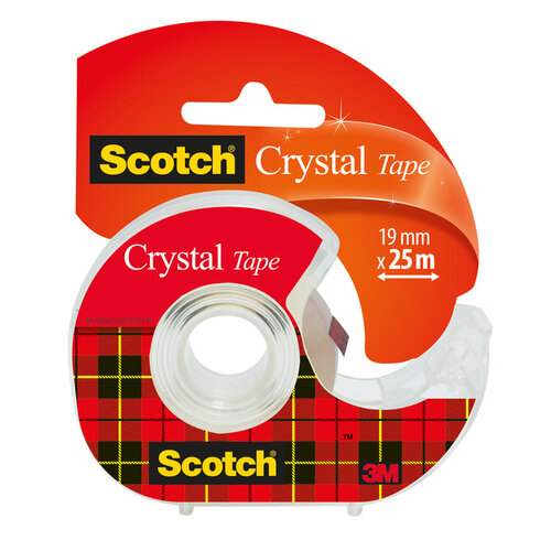 Scotch Ruban adhésif Scotch 600 19mmx25m Crystal Clear + dévidoir