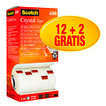 Scotch Plakband Scotch Crystal 600 19mmx33m transparant 12+2 gratis