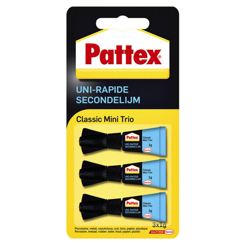 Pattex Secondelijm Pattex Classic mini trio tube 3x1gram op blister