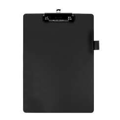 Porte-bloc Quantore A4 Portrait PVC noir avec pince 100mm + boucle stylo