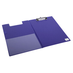 Klembordmap Quantore A4 staand PVC blauw met 100mm klem + penlus