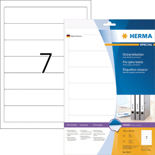 Herma Rugetiket HERMA 8620 smal 38x192mm zelfklevend wit