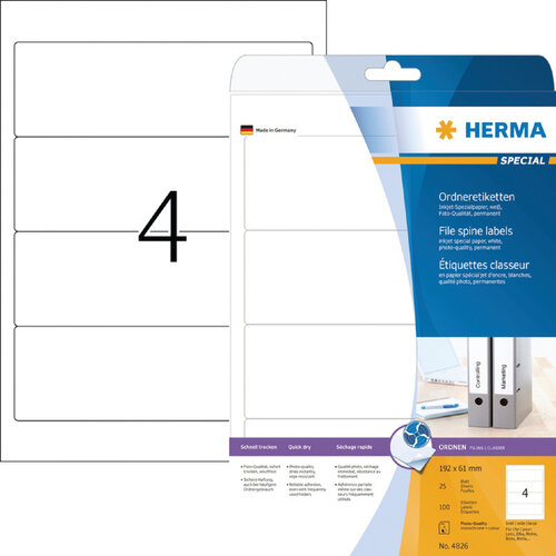 Herma Étiquette dorsale HERMA 61x192mm adhésive large blanc