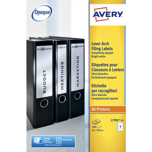 Avery Rugetiket Avery breed 62x192mm zelfklevend wit