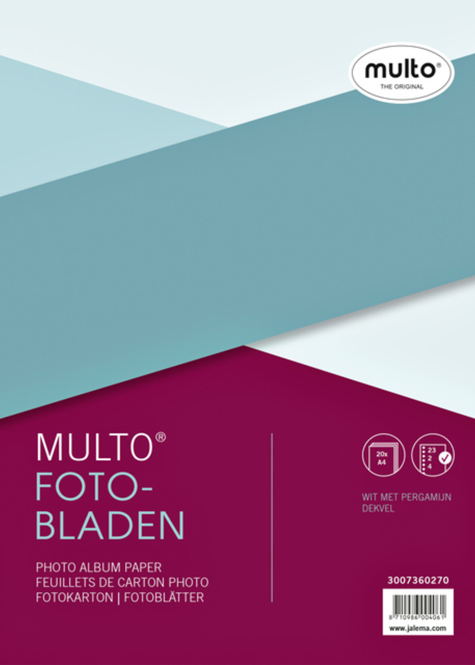 Multo Interieur Multo fotobladen A4 23-rings met dekvel 20vel wit