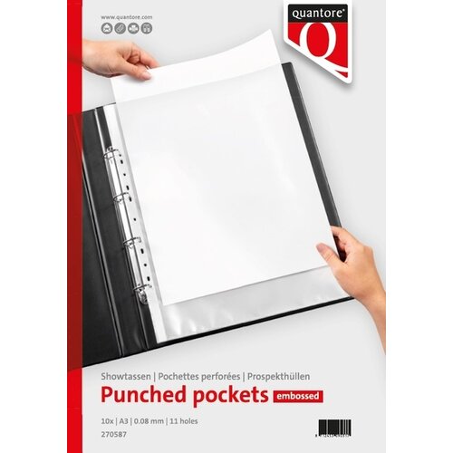 Quantore Pochette Quantore A3 11 perforations PP 0,08 nervurée portrait 10 pièces