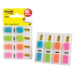 Indextabs 3M Post-it 6834 11.9mmx43.1mm helder 3+1 gratis assorti