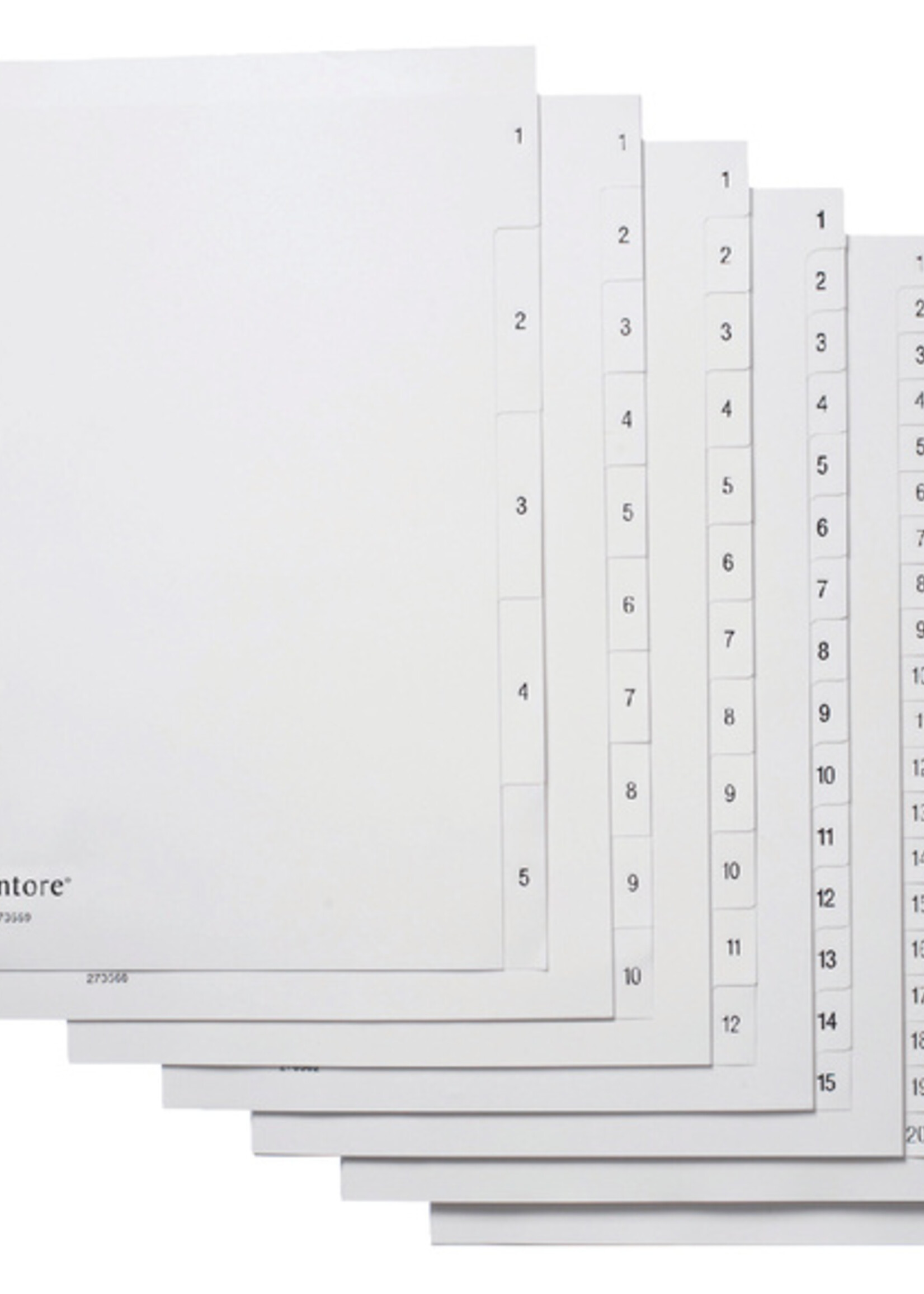 Quantore Intercalaires Quantore 4 perforations 1-5 numérotés PP blanc