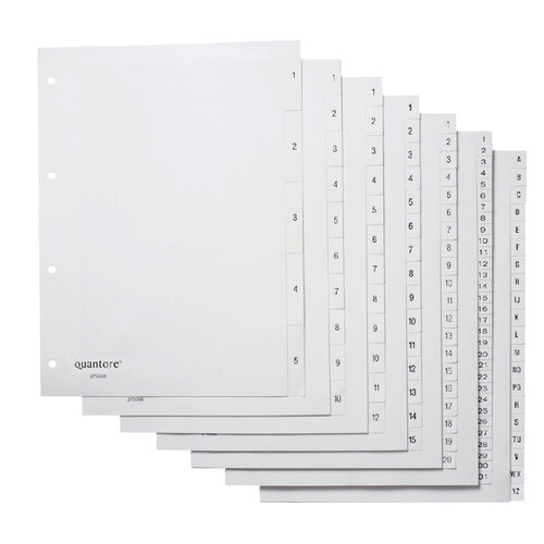 Quantore Intercalaires Quantore 4 perforations 1-5 numérotés PP blanc