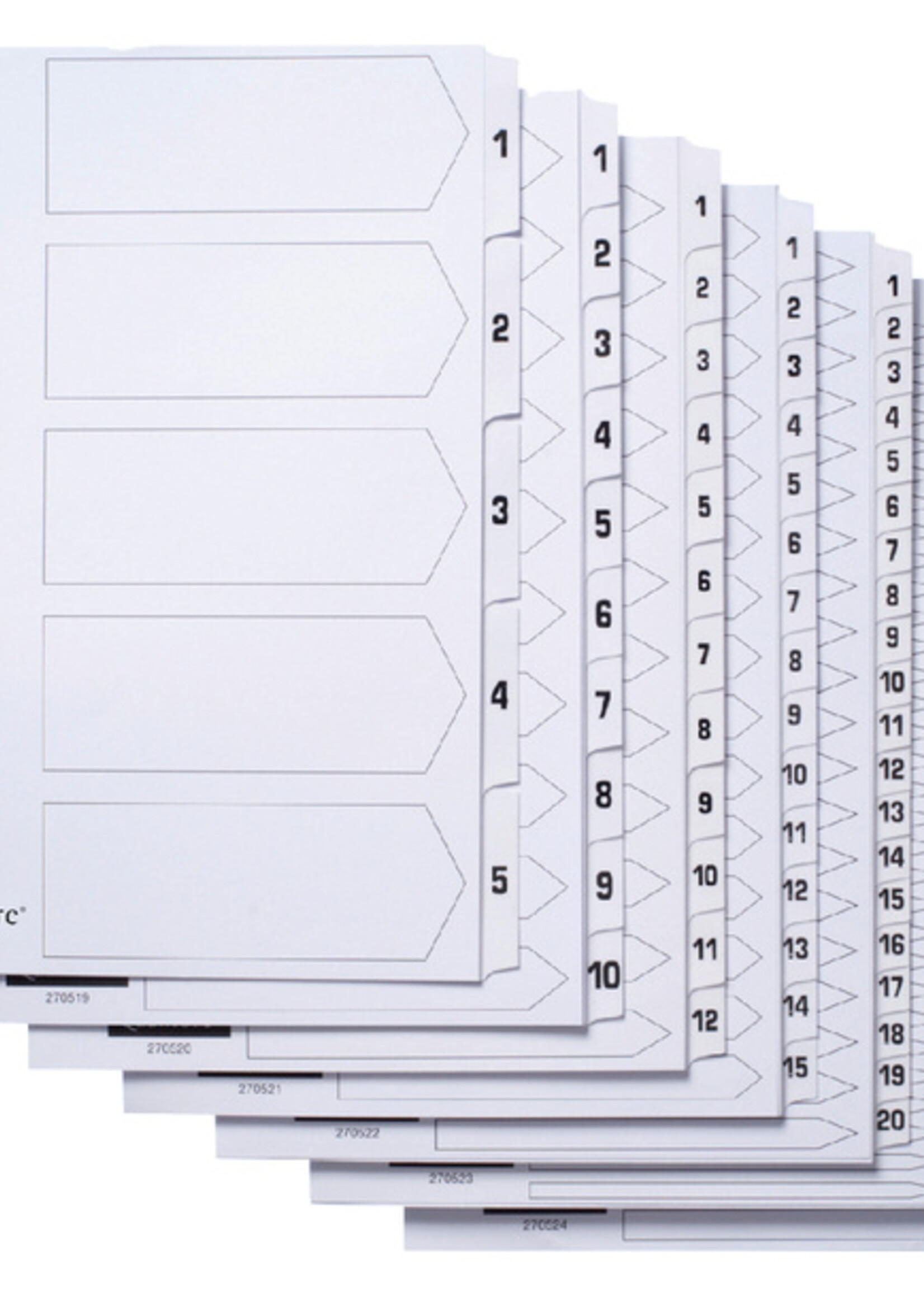 Quantore Intercalaires Quantore 4 perf numéro 1-15 blanc carton