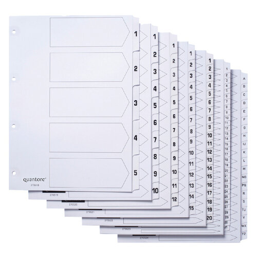 Quantore Intercalaires Quantore 4 perf numéro 1-20 blanc carton