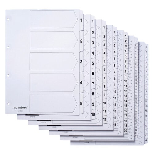 Quantore Intercalaires Quantore 4 perf numéro 1-31 blanc carton