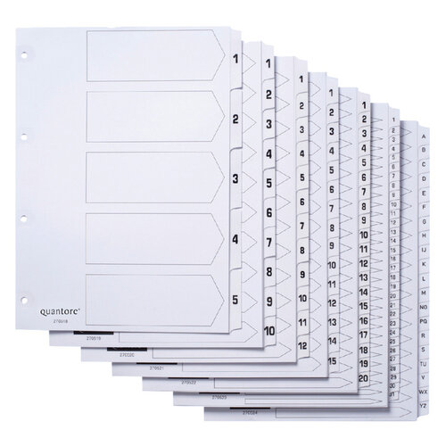 Quantore Intercalaires Quantore 4 perf 20 onglets A-Z blanc carton