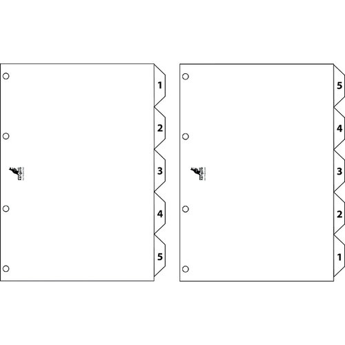 Kangaro Intercalaires Kangaro 4 perf PK405 numéro 1-5 blanc carton