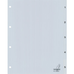 Intercalaires Kangaro 4 perf G405C numéro 1-5 gris PP