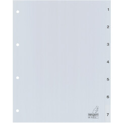 Intercalaires Kangaro 4 perf G407C numéro 1-7 gris PP