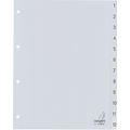 Kangaro Intercalaires Kangaro 4 perf G412C numéro 1-12 gris PP